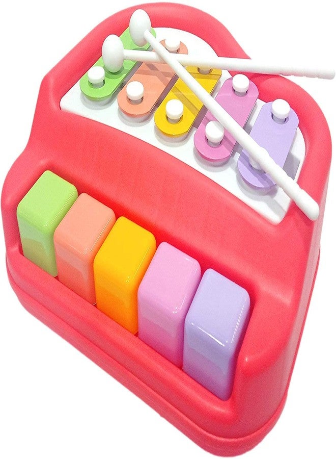 Jericos Baby Piano Xylophone Toy for Newborn 1-3 Years Old, Preschool Educational Musical Learning Instruments Toy with 5 Multicolored Keys (Red) - Image 1